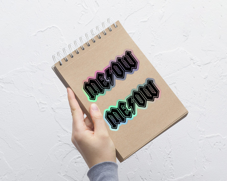 Meow Black Holographic Stickers