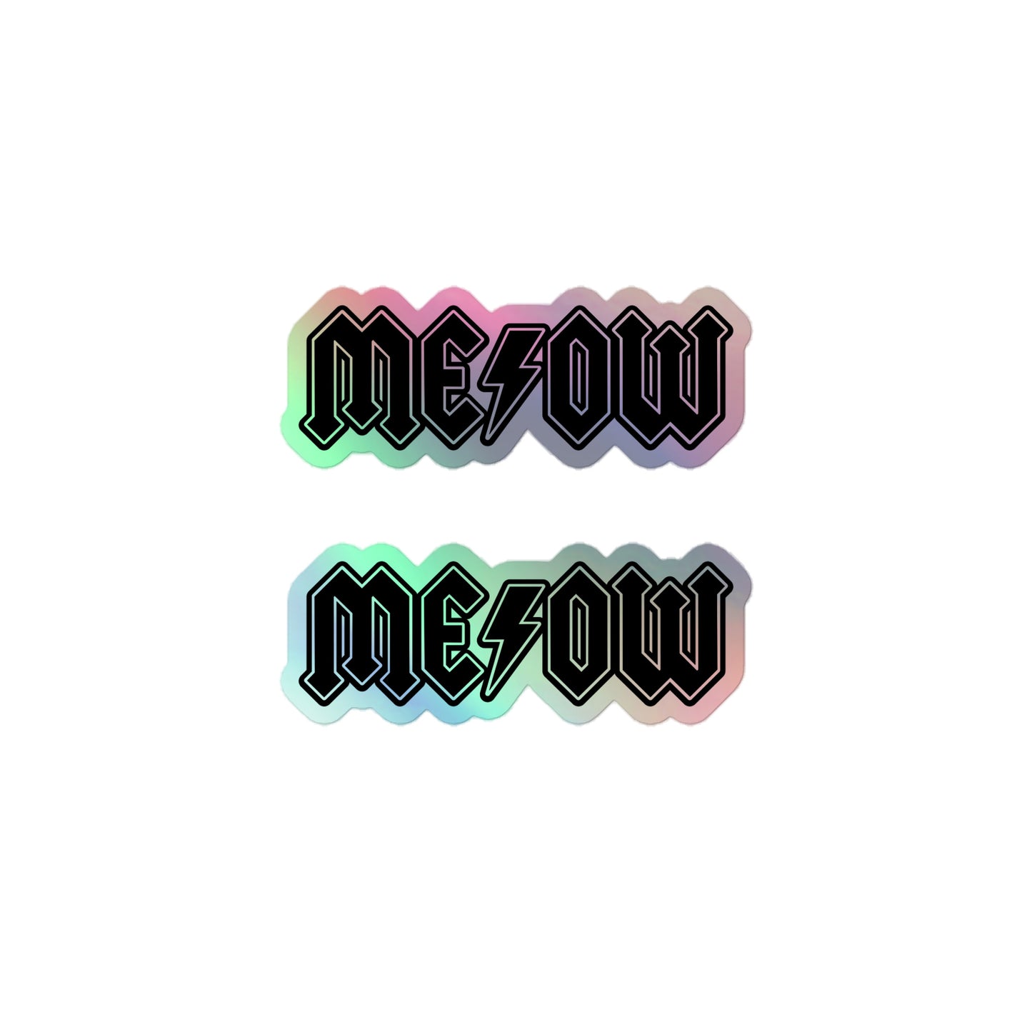 Meow Black Holographic Stickers