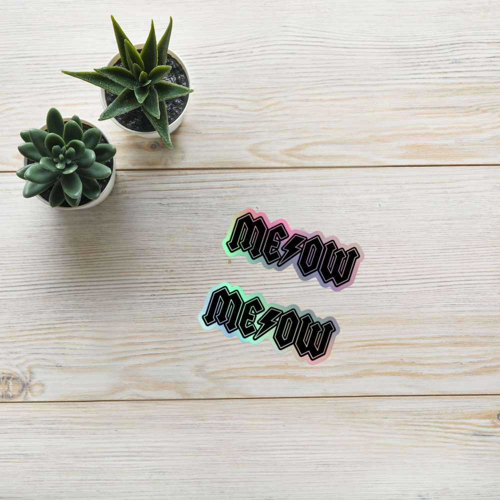 Meow Black Holographic Stickers