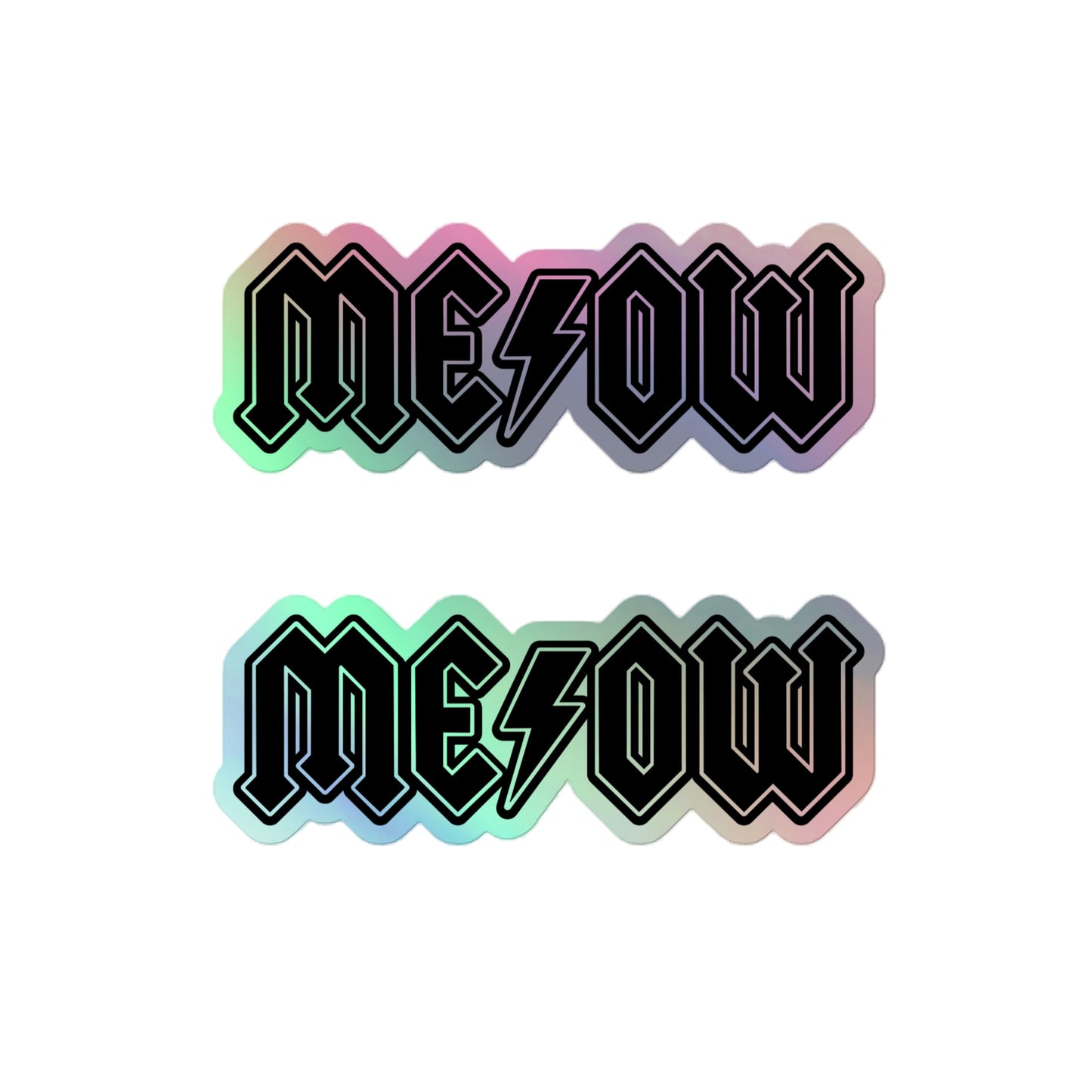 Meow Black Holographic Stickers