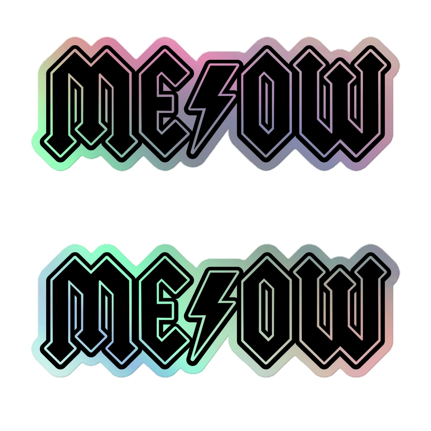 Meow Black Holographic Stickers